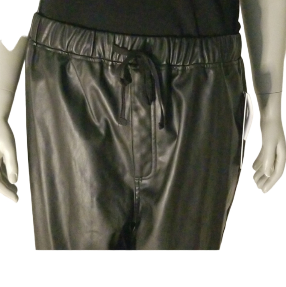 Tinseltown XL black faux leather drawstring waist joggers/pants.